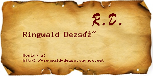 Ringwald Dezső névjegykártya